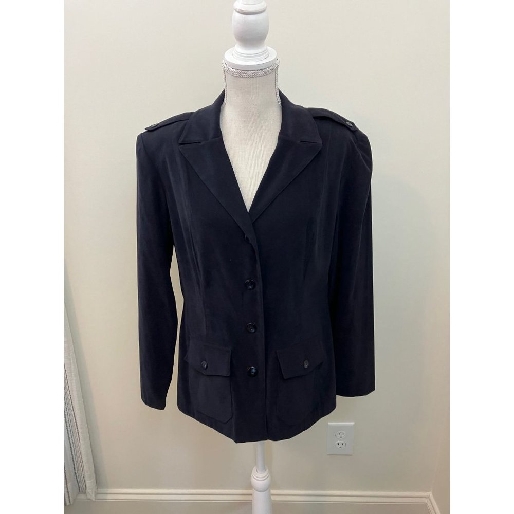 Dawn Joy Navy Women's Suit Jacket (Size 11/12) and Skirt (Size 9/10)